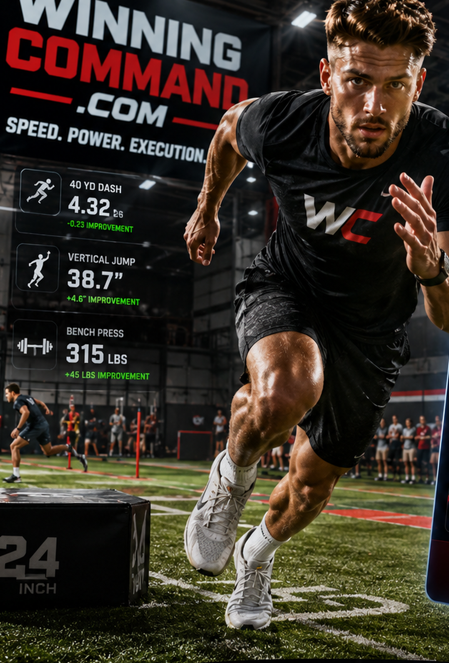 Athlete training at full sprint